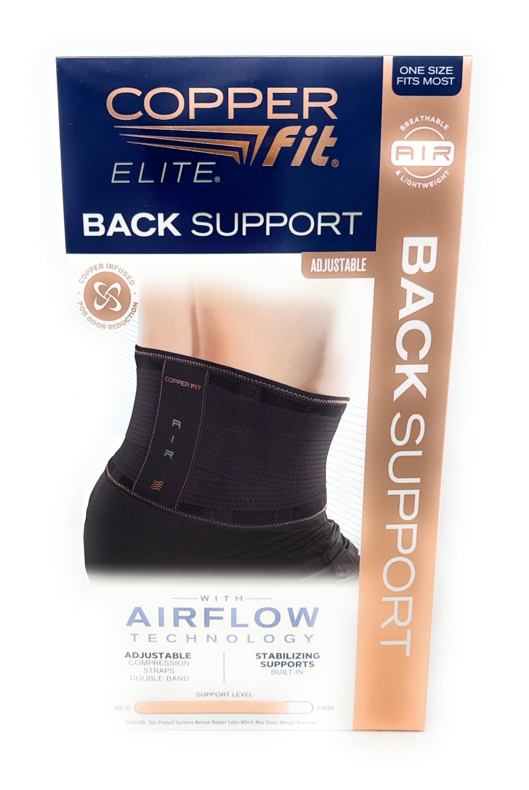 Elite Air Back Support Brace with Airflow Technology, Adjustable Compression Straps, Double Band, One Size Fits Most