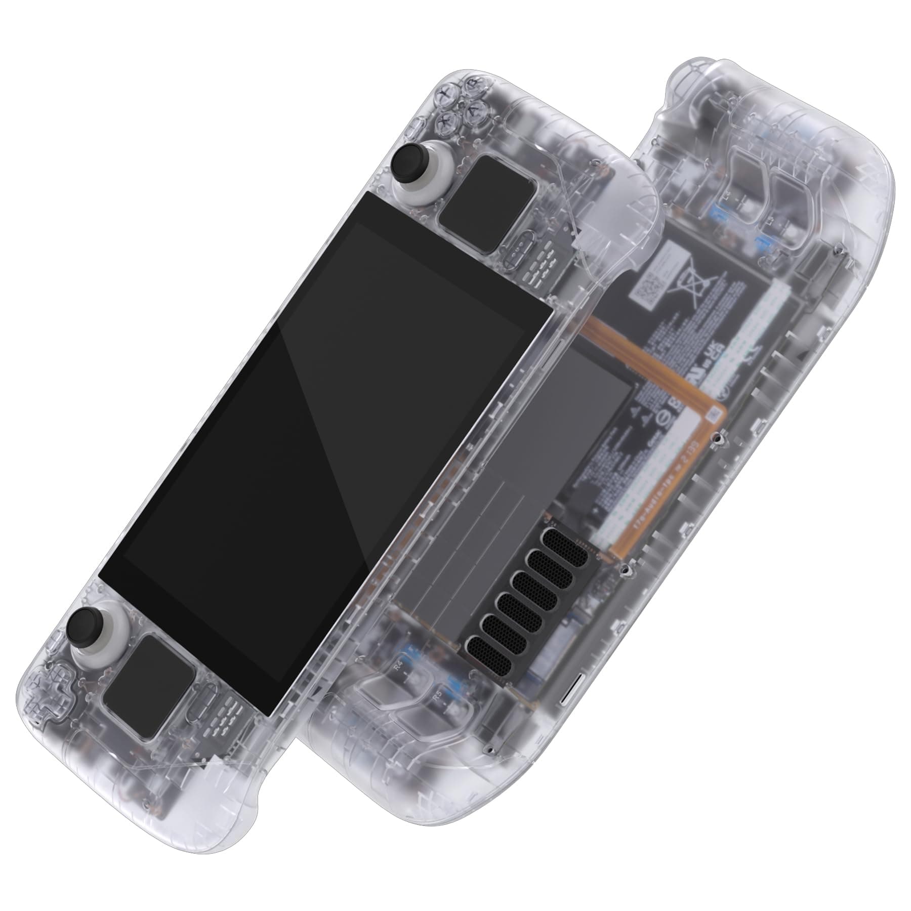 eXtremeRate Transparent Clear Custom Faceplate Back Plate Shell for Steam Deck LCD, Handheld Console Replacement Housing Case, DIY Full Set Shell Buttons for Steam Deck - Console NOT Included