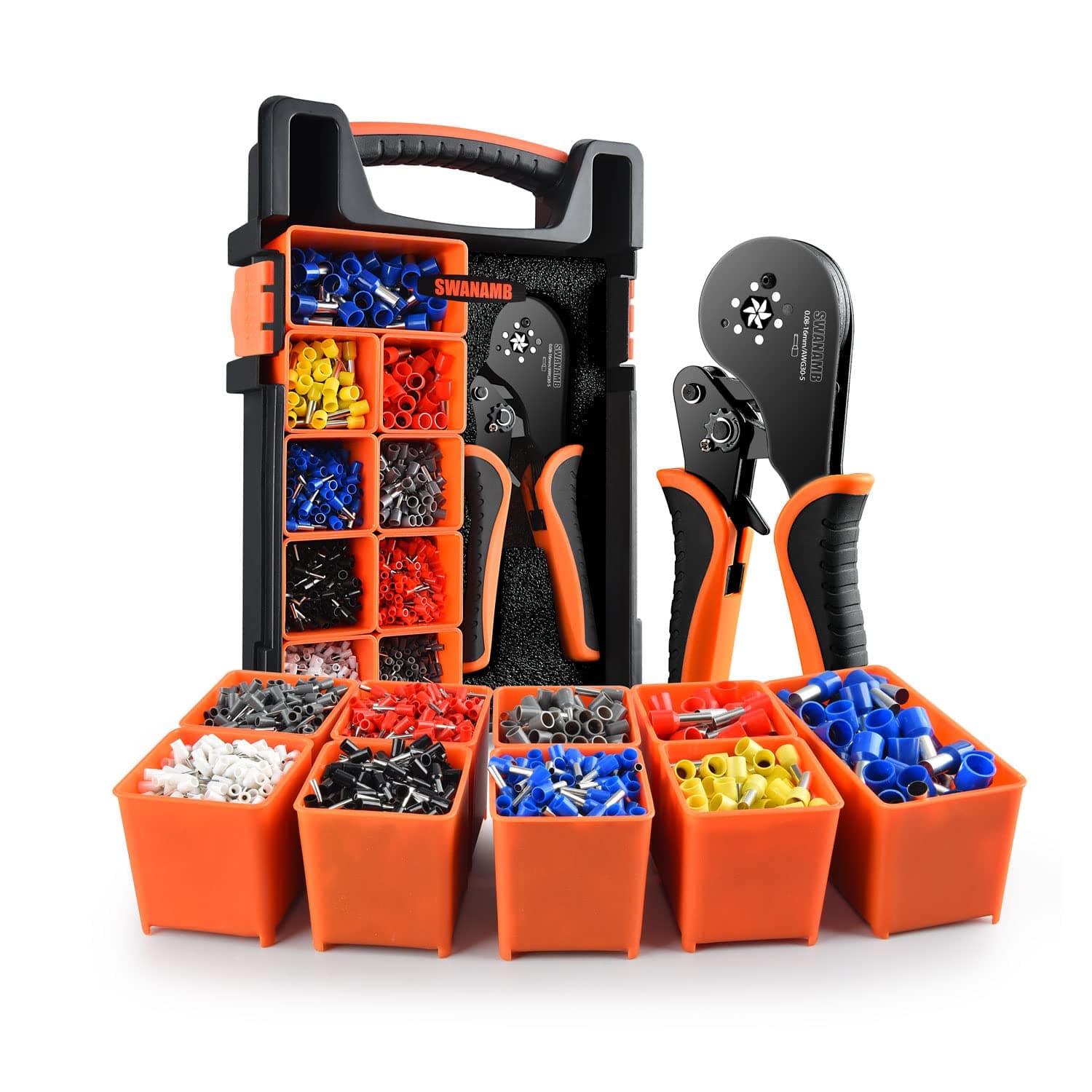 Ferrule Crimping Tool Kit Awg30-5 Self-Adjusting Wire Crimper Set With 1800Pcs End Terminals