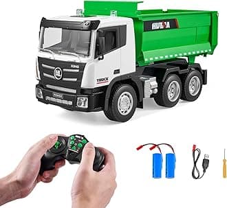 VEVOR RC Dump Truck Toy, 9-Channel 1:18 Scale, Remote Control Dump Truck RC Construction Vehicle Truck Toy with Light & 2 Rechargeable Batteries Birthday Gift for Toddlers Kids Boys and Girls Age 8+
