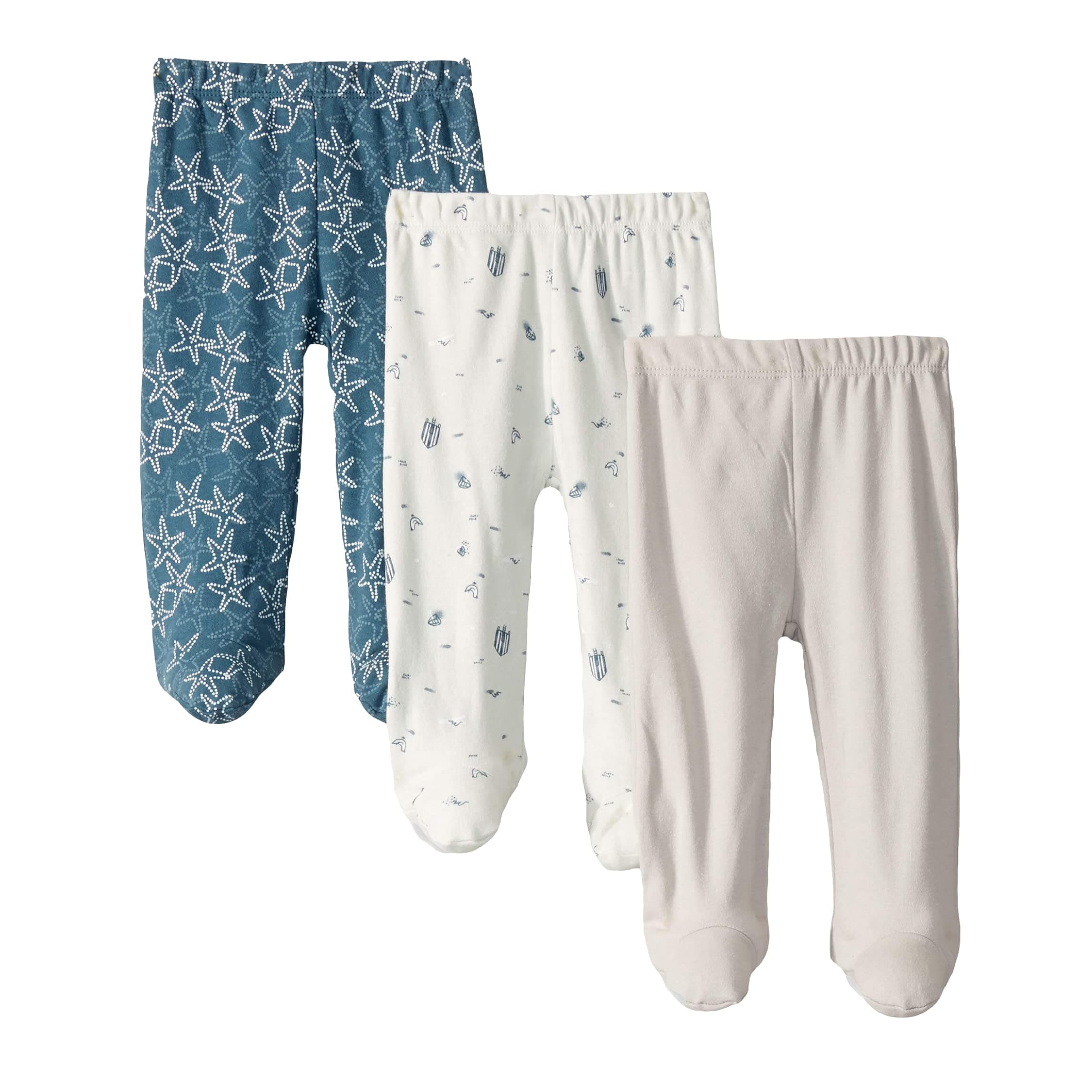 Spasilk Baby Boys' 3 Pack Cotton Pull on Footed Pants