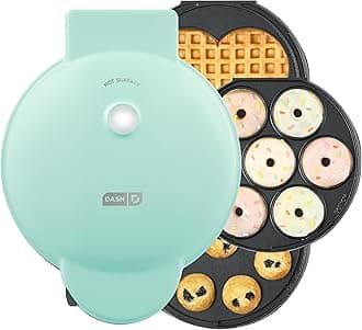 DASH MultiMaker Treat Maker System, Mini Donuts, Heart Shaped Waffle, Mini Cupcakes - Aqua
