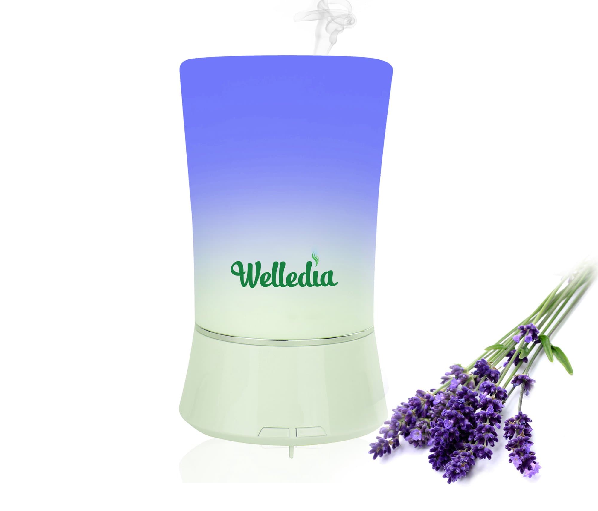 Welledia Gentle Essential Oil Diffuser, 150ml - Compact Travel Friendly Electric Aromatherapy Humidifier w/ 3 Soothing Rotating LED's + Cleaning Brush - Works 3-4 Hrs, Silent Operation, Auto-Shut Off