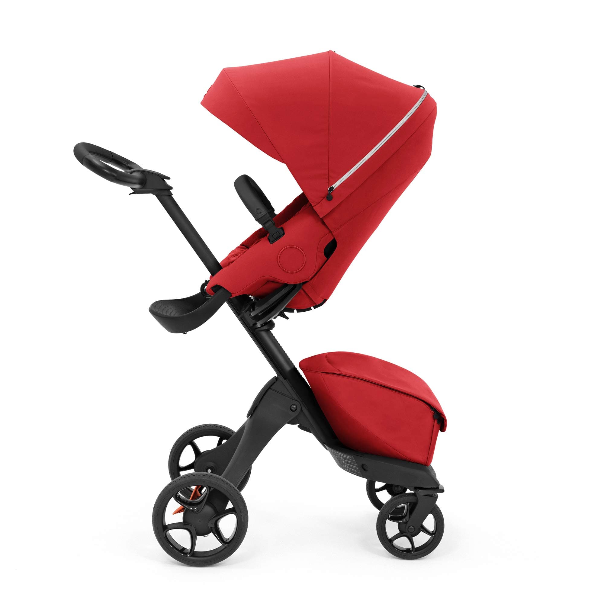 Stokke Xplory X, Ruby Red - Luxury Stroller - Adjustable for Both Baby & Parents’ Comfort - Padding, Harness & Reflective Zipper for Added Safety - Folds in One Step