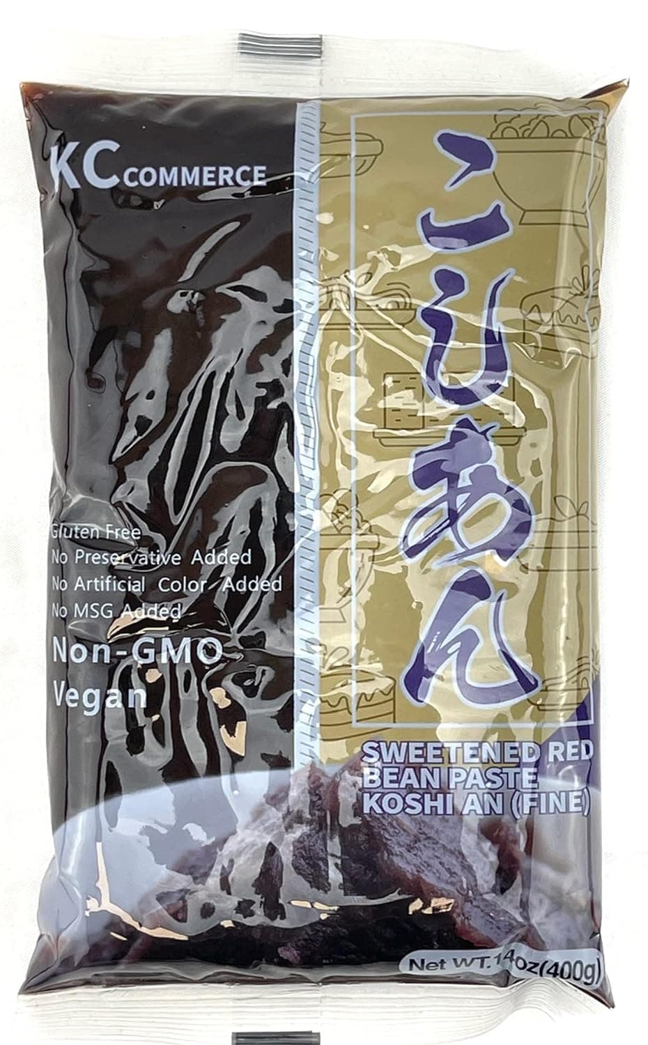 KC Commerce Red Bean Paste 14.11oz – Sweet Azuki Bean Paste (Smooth & Chunky) | VEGAN & GLUTEN-FREE, NO PRESERVATIVE, NO-MSG, NON-GMO, Ready-to-Use Filling for Mochi, Mooncakes, Buns & Desserts