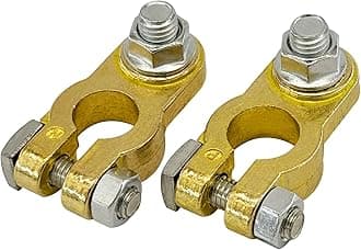 Ampper Brass Battery Terminal Connectors, Top Post Battery Terminals Clamp Set for Marine Car Boat RV Vehicles (1 Pair)