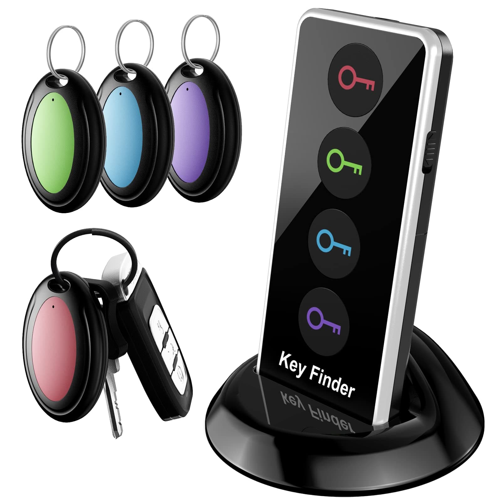 Lost Remote Finder With LED Light - 131ft Range Key Locator With 4 Retriever Tags - Making Noise Device for Keys and Remote Controls