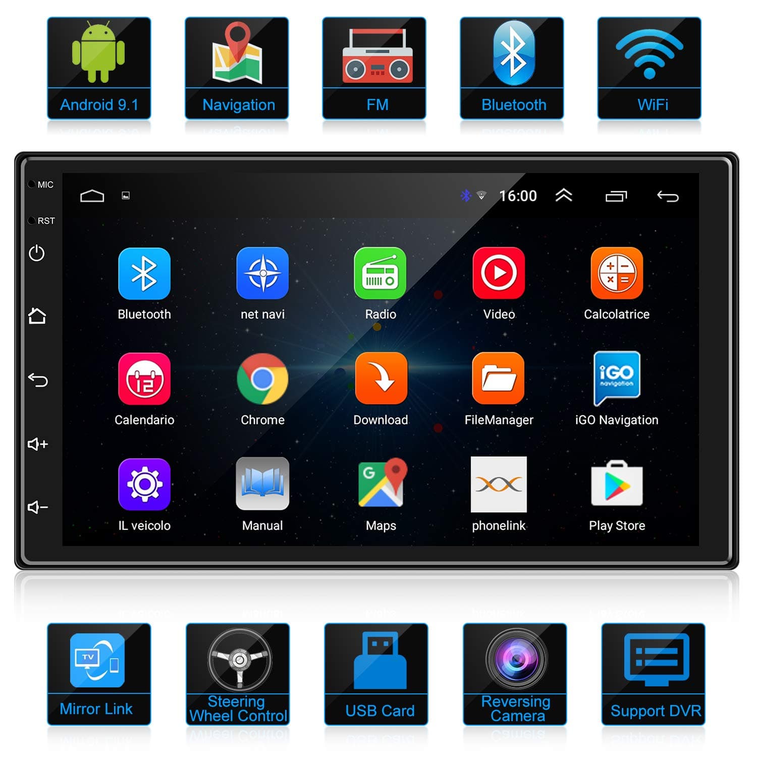 Double Din Android OS Car Stereo