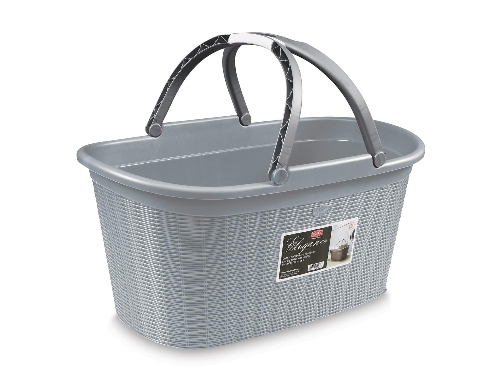 Laundry basket ELEGANCE with handles stone grey *new