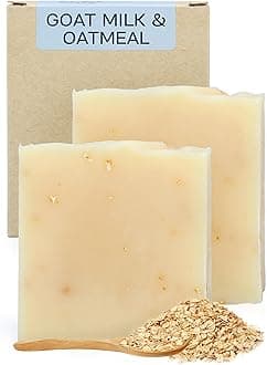 AUTHENTIC BATH & SOAP - Goat Milk and Oatmeal Bar Soap - Cold Processed, Natural, Handmade, Anti-Aging, Soothing Face & Body Wash for Men & Women, Parabens Free, Cruelty Free. (Pack of 2) 4.2 Oz Each