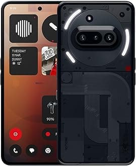 Nothing Phone (3a) Smartphone, 6.77" 120Hz AMOLED Display, 50MP Triple Camera System, Snapdragon 7s Gen3 Processor, Bluetooth 5.4, IP64 Waterproof, 5000mAh,Dual Nano-SIM, Android 15, 12+256GB Black