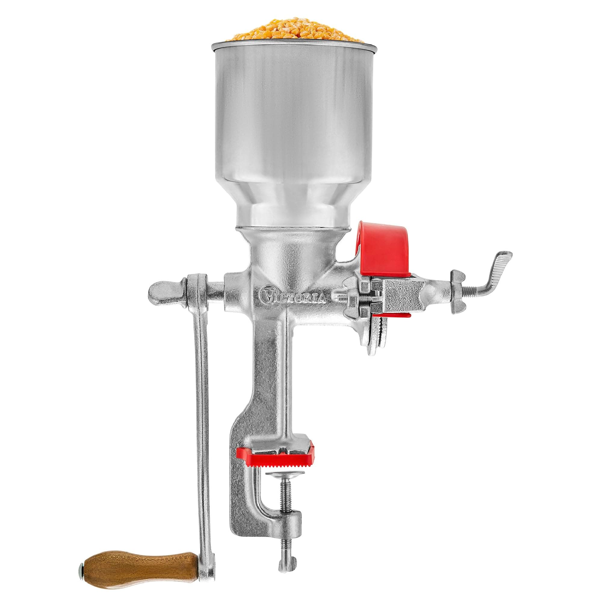 Manual Cast Iron Grain Mill with High Hopper, Premium Corn-Grinding Mill and Grain Grinder, Made in Colombia