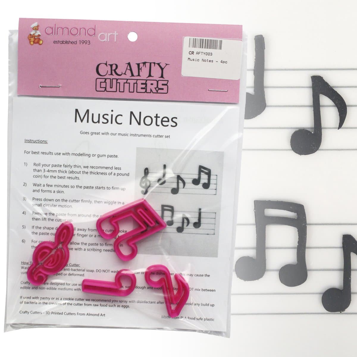 Music Notes Cutter Set - 4pc - Cake Decorating & Cupcake Topper Cutters