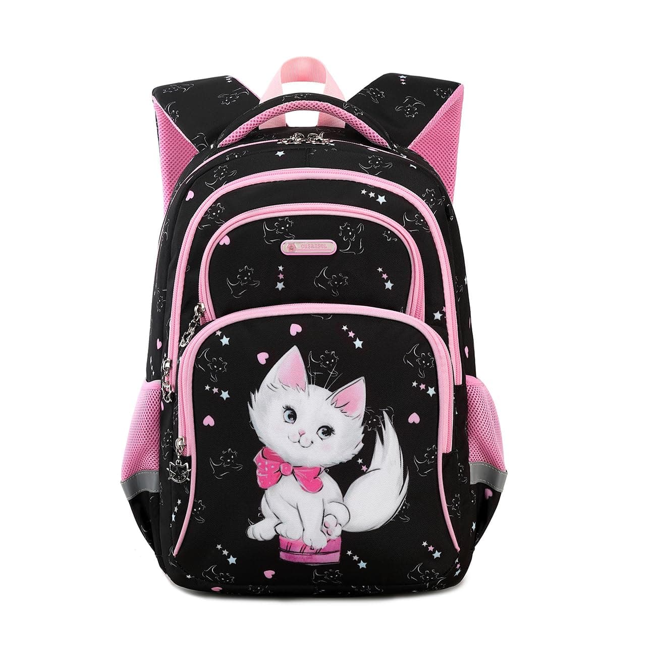 Cusangel Kids Backpack, Durable Cute Multi Compartment Preschool Elementary Primary Backpack for Boys Girls, Cat 16, 16 inch, Toddler Backpack