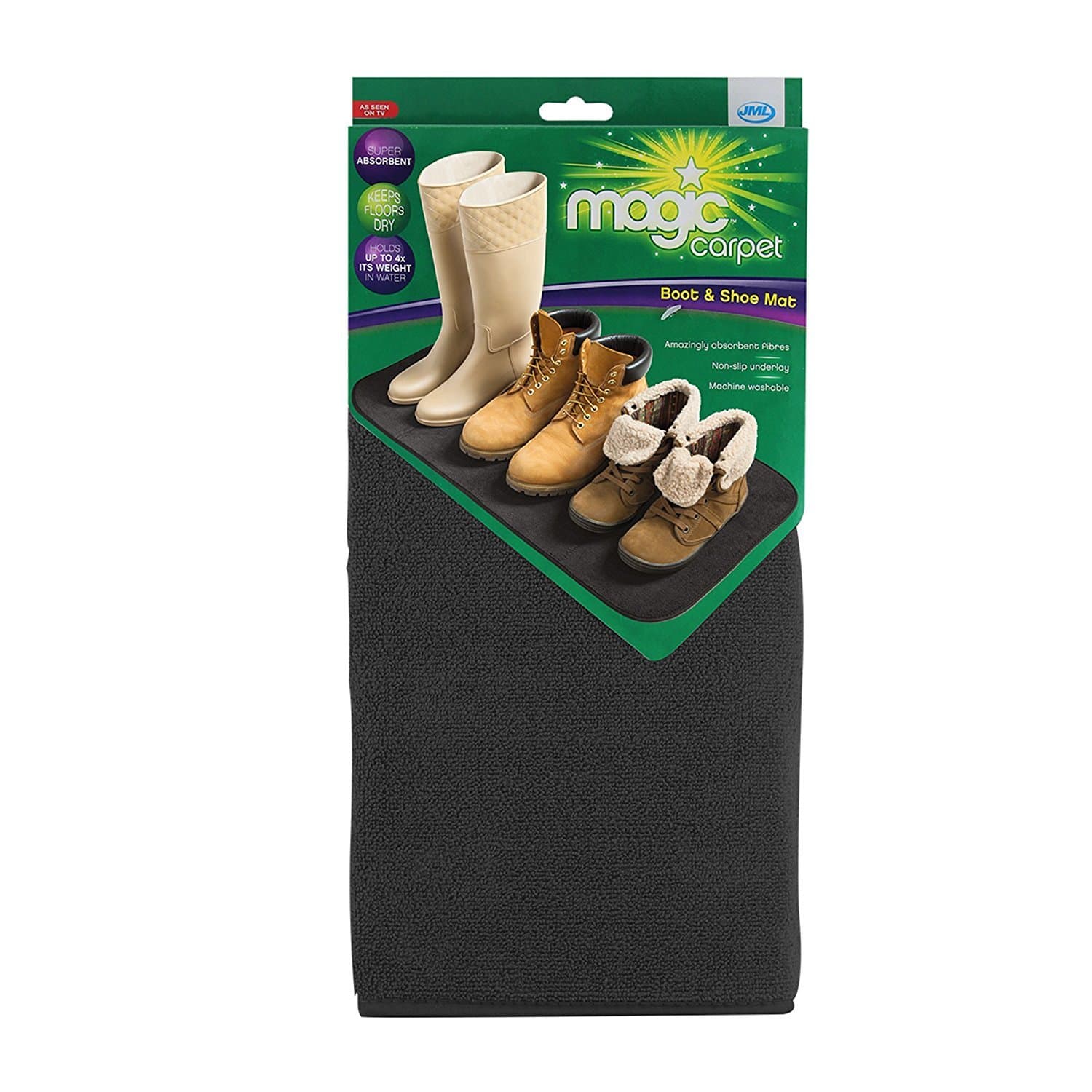 Magic Carpet Boot Mat, Snow Mat, Washable Bath Mat, Indoor Door Mat, Winter Shoe Mat, Magic Mat Indoor for Cold Weather, Water Absorbent Mat, Carpet Mat, Machine Washable, 16"x32" (Brown)