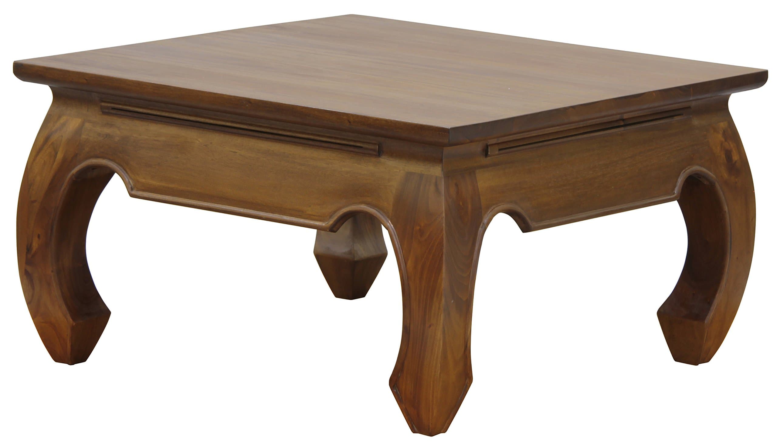 Fine Handcrafted Solid Mahogany Wood Opium Coffee Table, 28", Light Pecan
