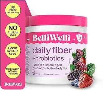 Daily Fiber Powder Supplement with Collagen, Probiotics & Electrolytes | Supports Digestive Health, Gut Balance & Deinflammation | Berry | 16 Servings
