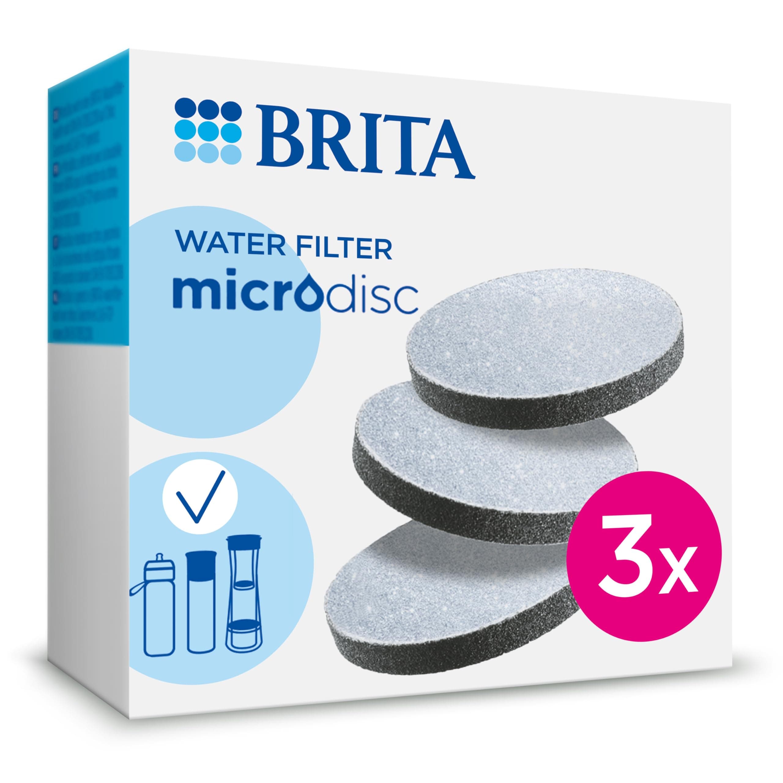 MicroDisc Replacement Filter Discs for FillandGo and Filter Bottles, Reduce Chlorine, microparticles and Other impurities - 3 Pack