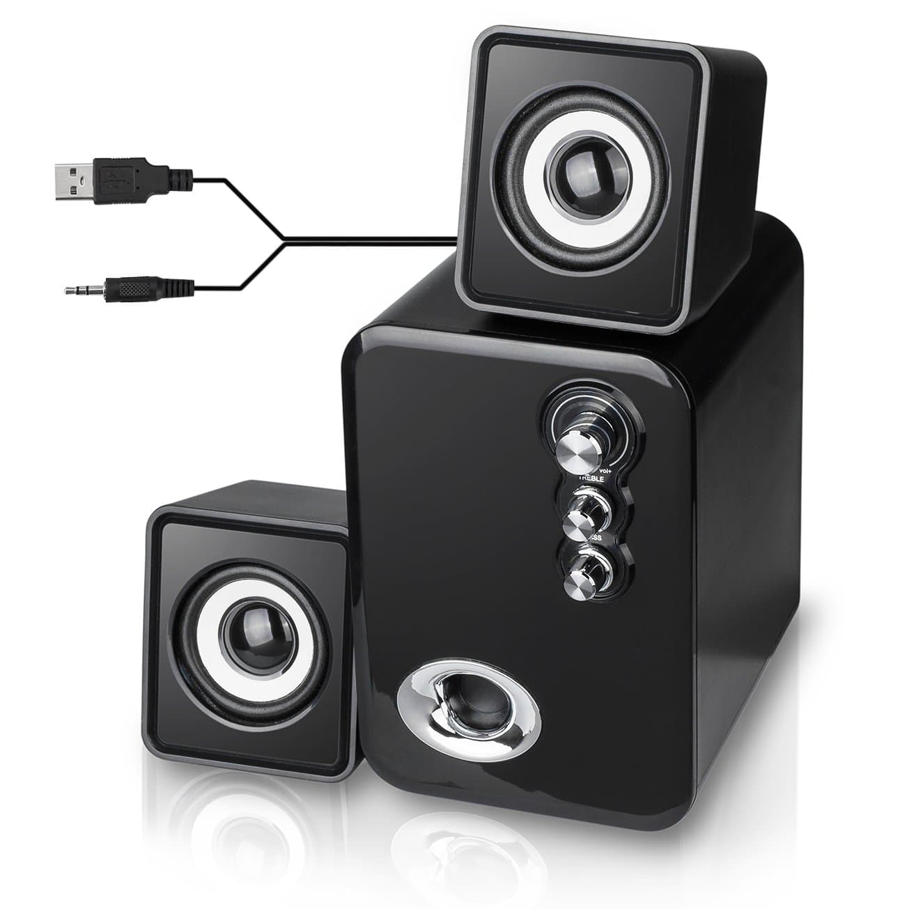 Computer Speakers, MeetuoSound USB Powered 2.1 Multimedia Stereo Desktop Laptop Speakers, Best for Laptops, PC, TV, IPAD, Mobile Phone, Adjustable Bass&Treble