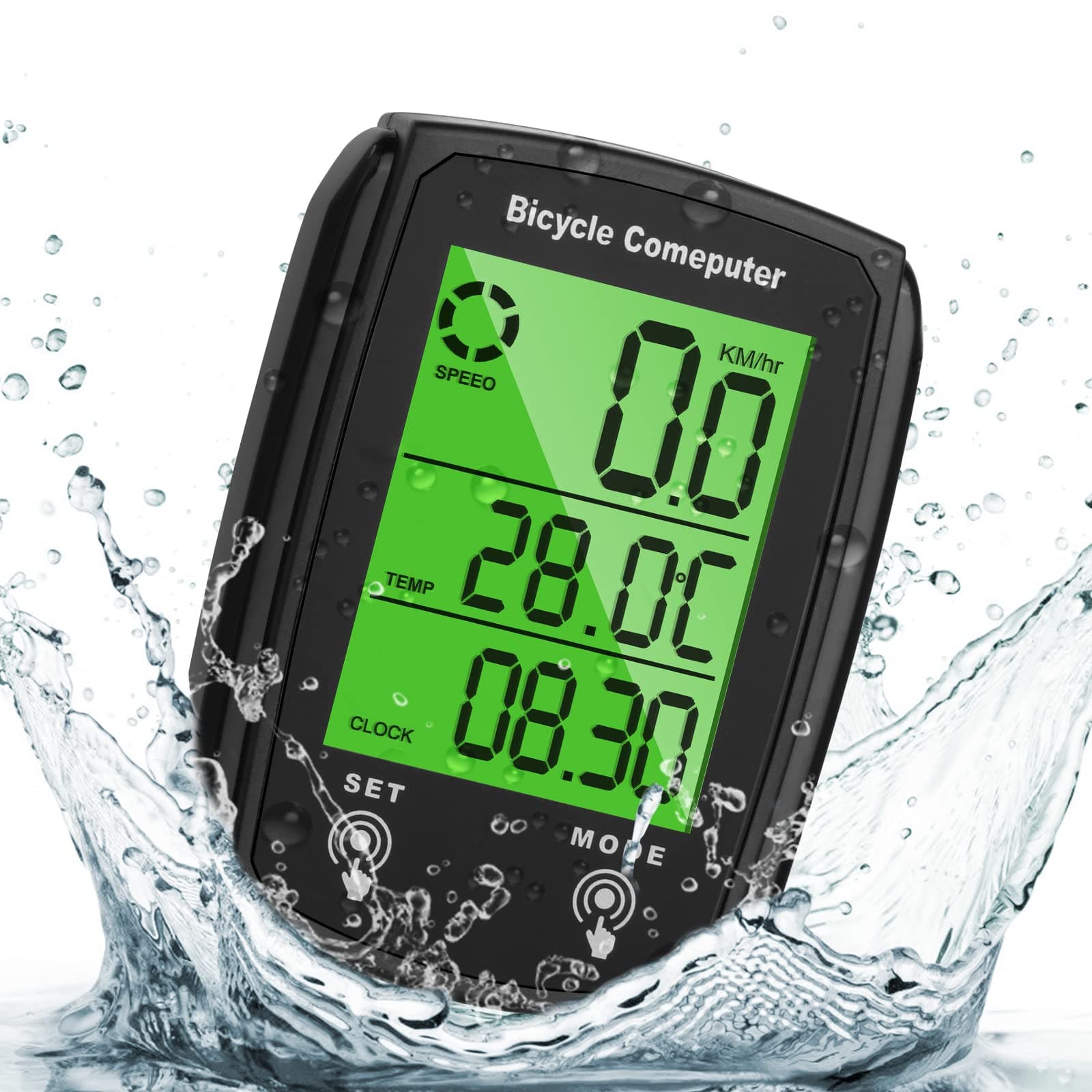 Bike Computer, Universal 19 Functions IP54 Waterproof Bicycle Speedometer Odometer, GPS Cycling Computer with LCD Backlight Display Touch Screen, Automatic Start/Stop, For Cycling
