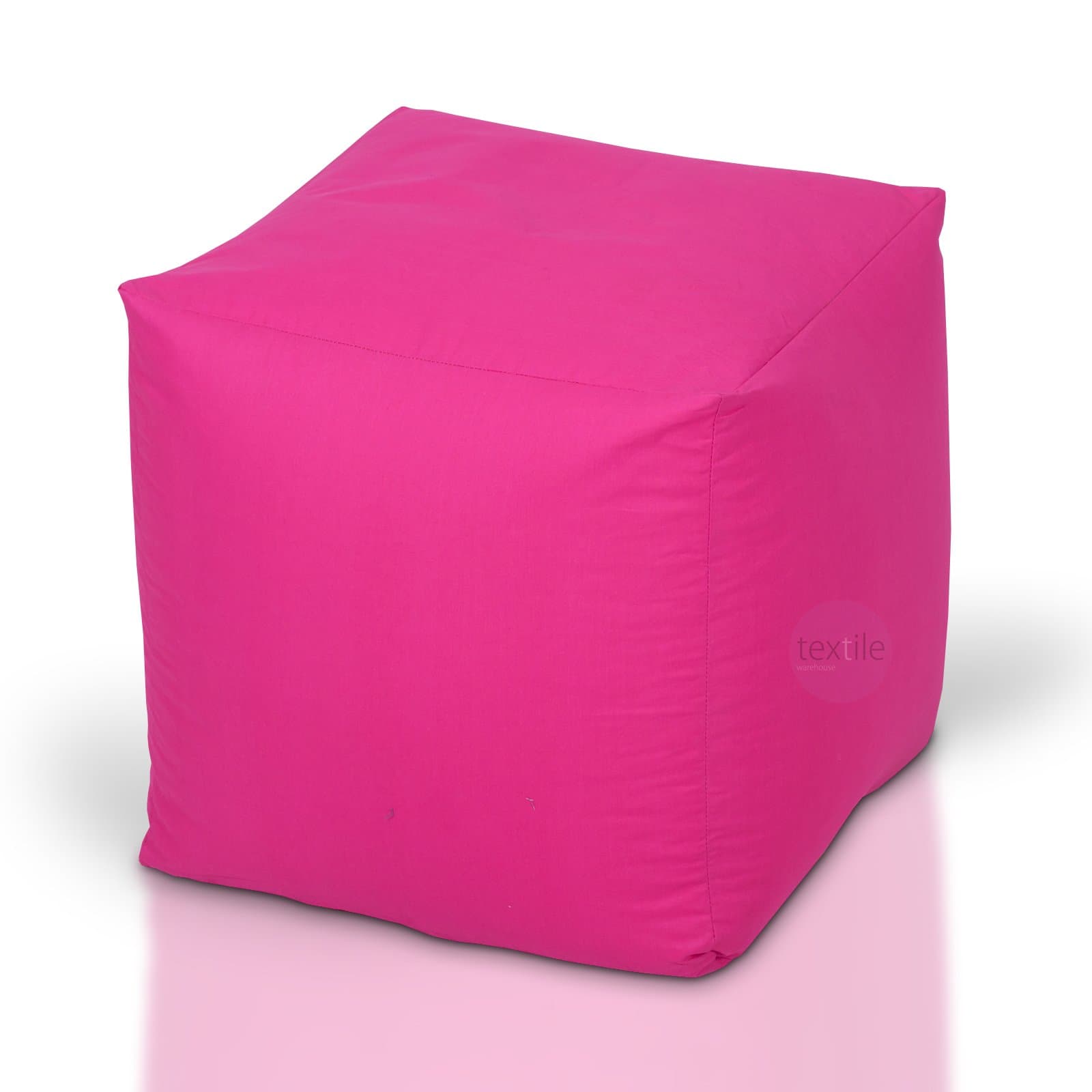 Textile Warehouse Hot Pink 100% Cotton Cube Stool Seat Pouffe Bean Bag Beanbag Filling