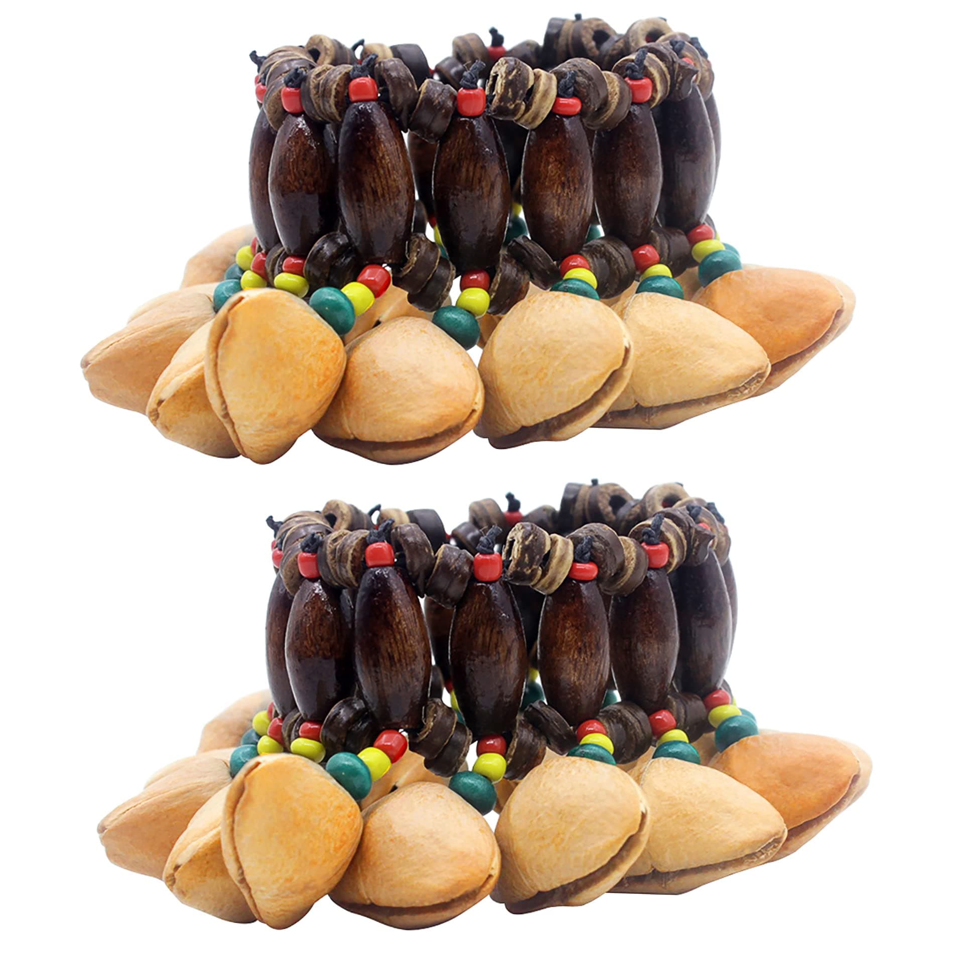 Cacho Seed Rattle Bracelet, 2 PCS African Shaker Nut Shell Bracelets Natural Percussion Accessories Musical Instrument for Adult(Chacha)