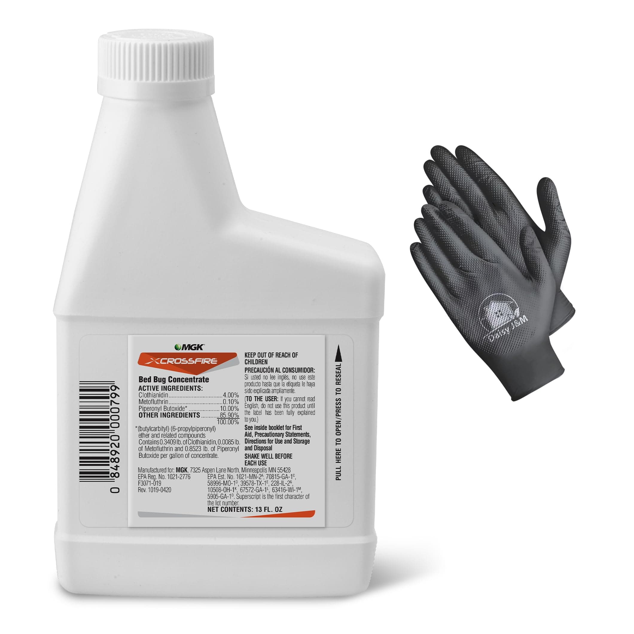 Crossfire Bed Bug Concentrate 13oz + Disposable Gloves