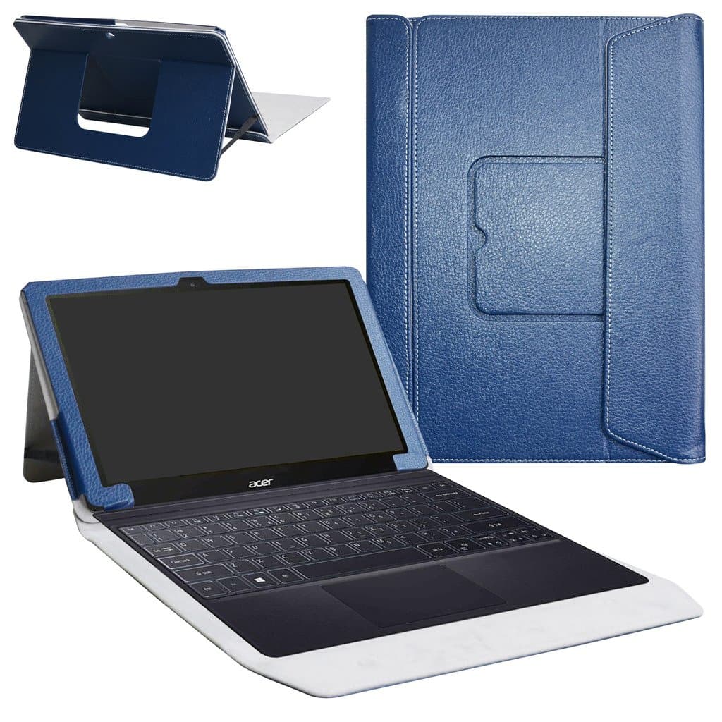 MAMA MOUTH Acer Switch 3 Case, 2-in-1 Romovable Portfolio PU Leather Folio Stand Cover For 12.2" Acer Switch 3 SW312-31 Series Windows 10 Tablet,Blue