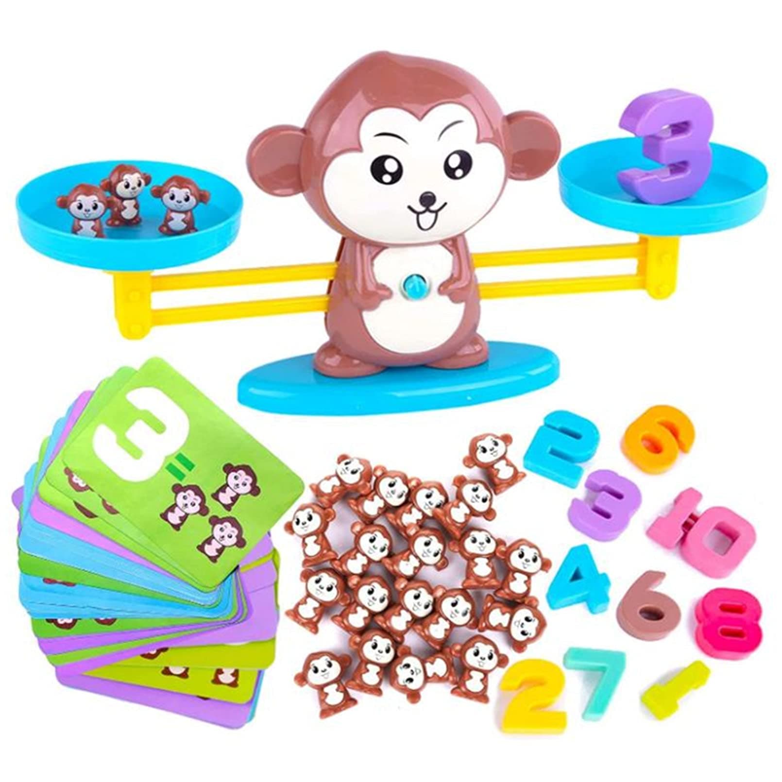 AM ANNA Monkey Balance Counting Cool Math Games,Weighing Scale Montessori Educational Math Counting Games & Balance Measuring STEM Toy (Monkey)