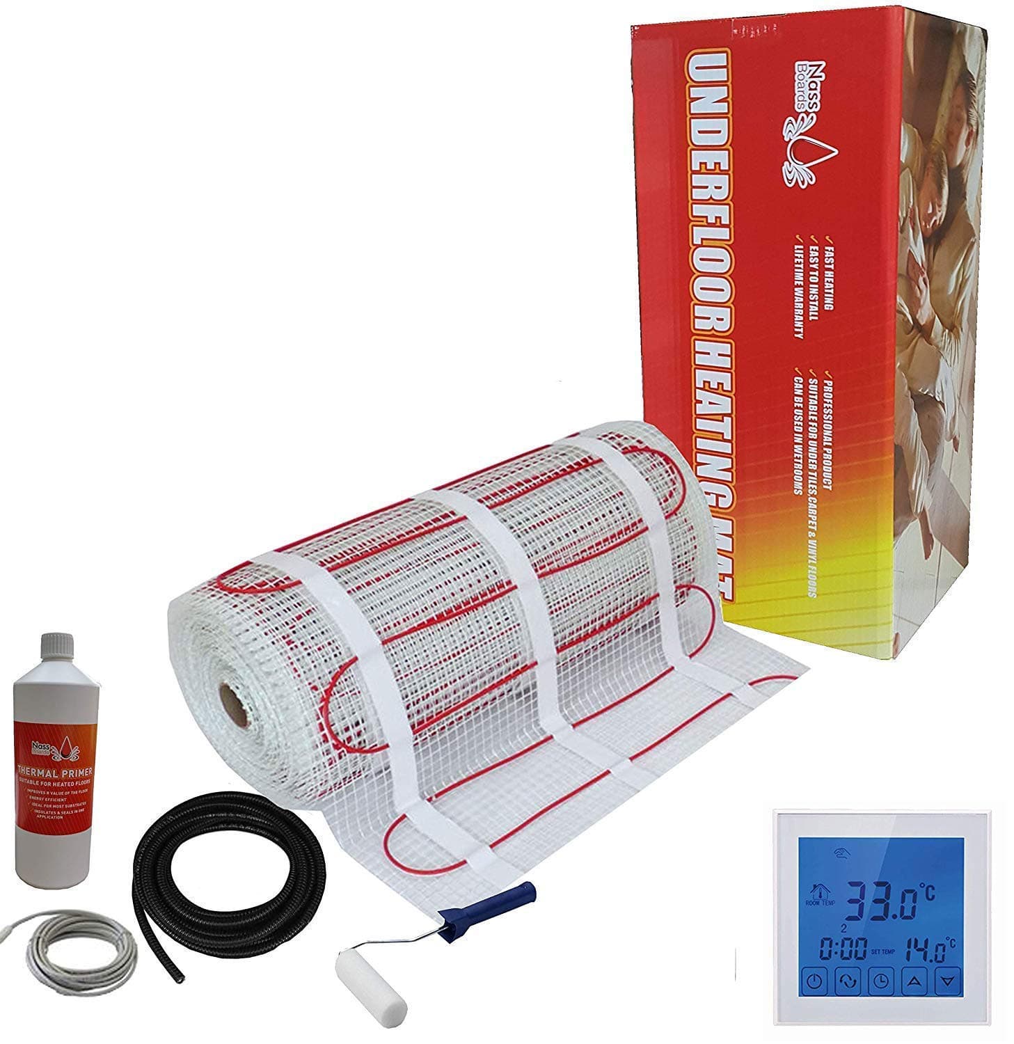 Nassboards Premium Pro Electric Underfloor Heating mat kit 200w per m² - Red Box