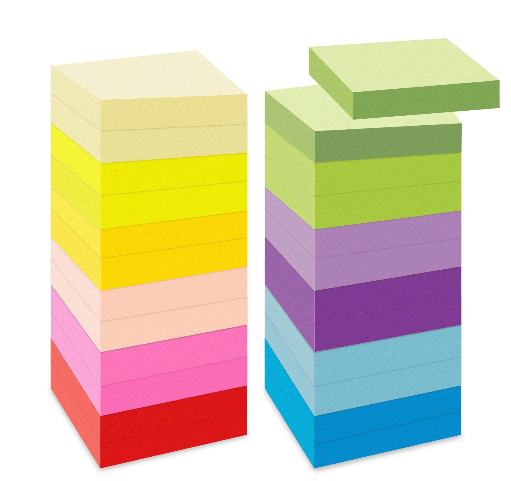 Agoer (24 Pack) Super Sticky Notes,2400 Sheets Small Sticky Notes 2 x 2 in (50 x 50mm) - Brilliant Colors Sticky Tabs,Mini Self-Stick Notes for Post for School,Offices & Home Use,100 Sheets/pad