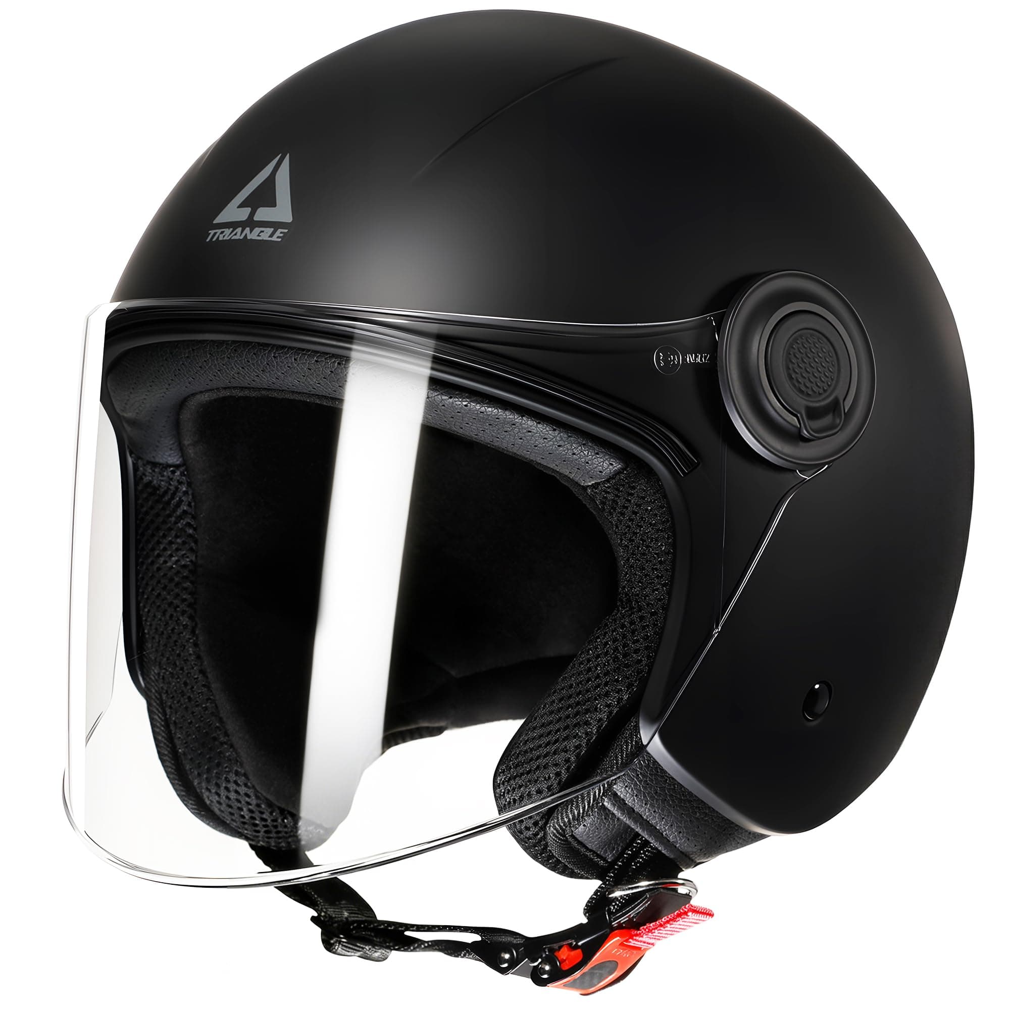 TRIANGLE Open Face Motorcycle Helmet Retro 3/4 Helmets with Clear Visor for Men Women DOT Approved