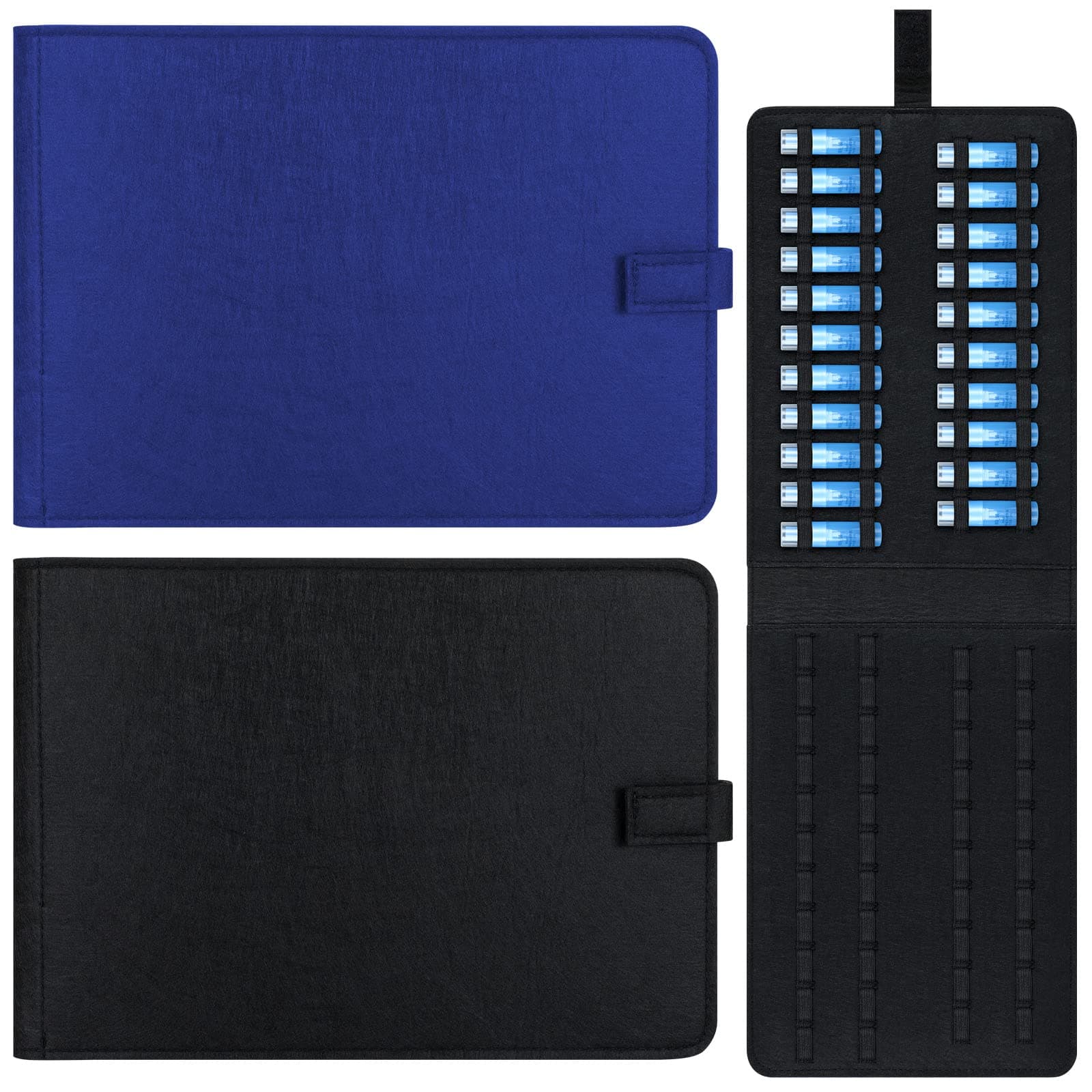 2 Pack Homeopathy Organizer Box Foldable Case Homeopathy Kit Storage Pouch Organizer Case Box Kit for 84 Tubes Home Travel Use, Black and Blue