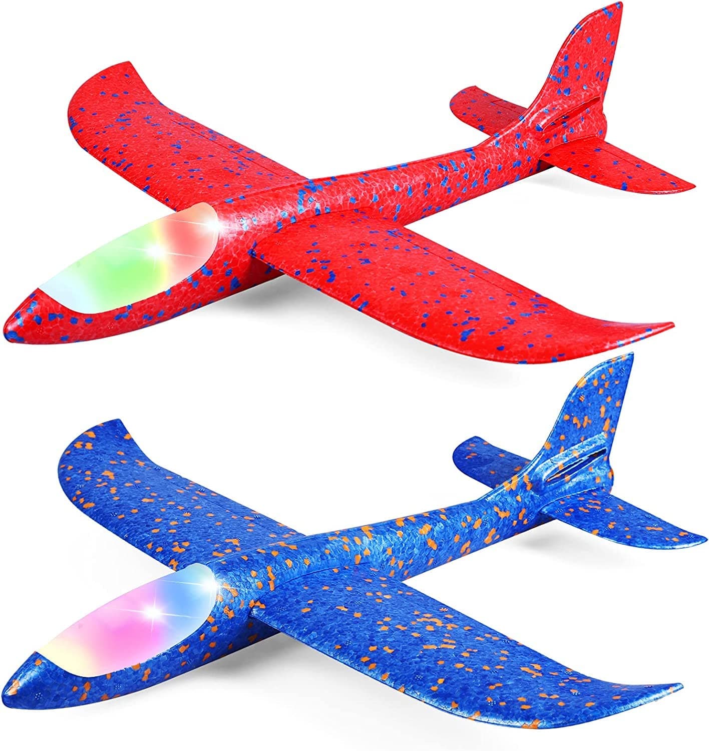 Glider Plane, 2 Pack 17.5" Large Throwing Foam Airplane Toys Manual Circling Functions Aeroplane Gliders Best Outdoor Fun for 3 4 5 6 7 8 Year Old Boys Girls Kids | Random Colors