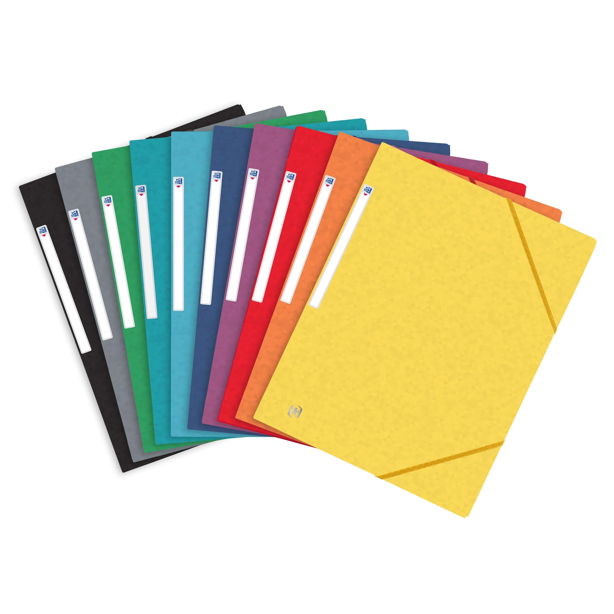 A4 Document Wallets, Assorted Colours, Pack of 10 Elasticated Manilla Folders, 3 Flap Closure, 390gsm Heavy Duty Card for Office & School Filing