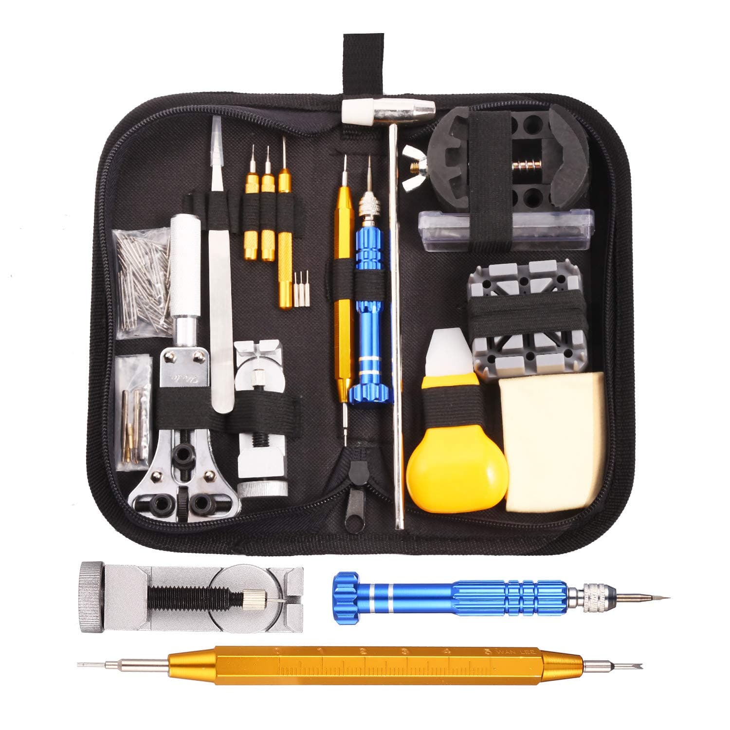 GUSODOR Watches Kit Professional Multi-Tool Watch Tool Kit Kit and Tool Repair Tools Perfect for Beginners Professional Watchmakers Collectors, Black, Black