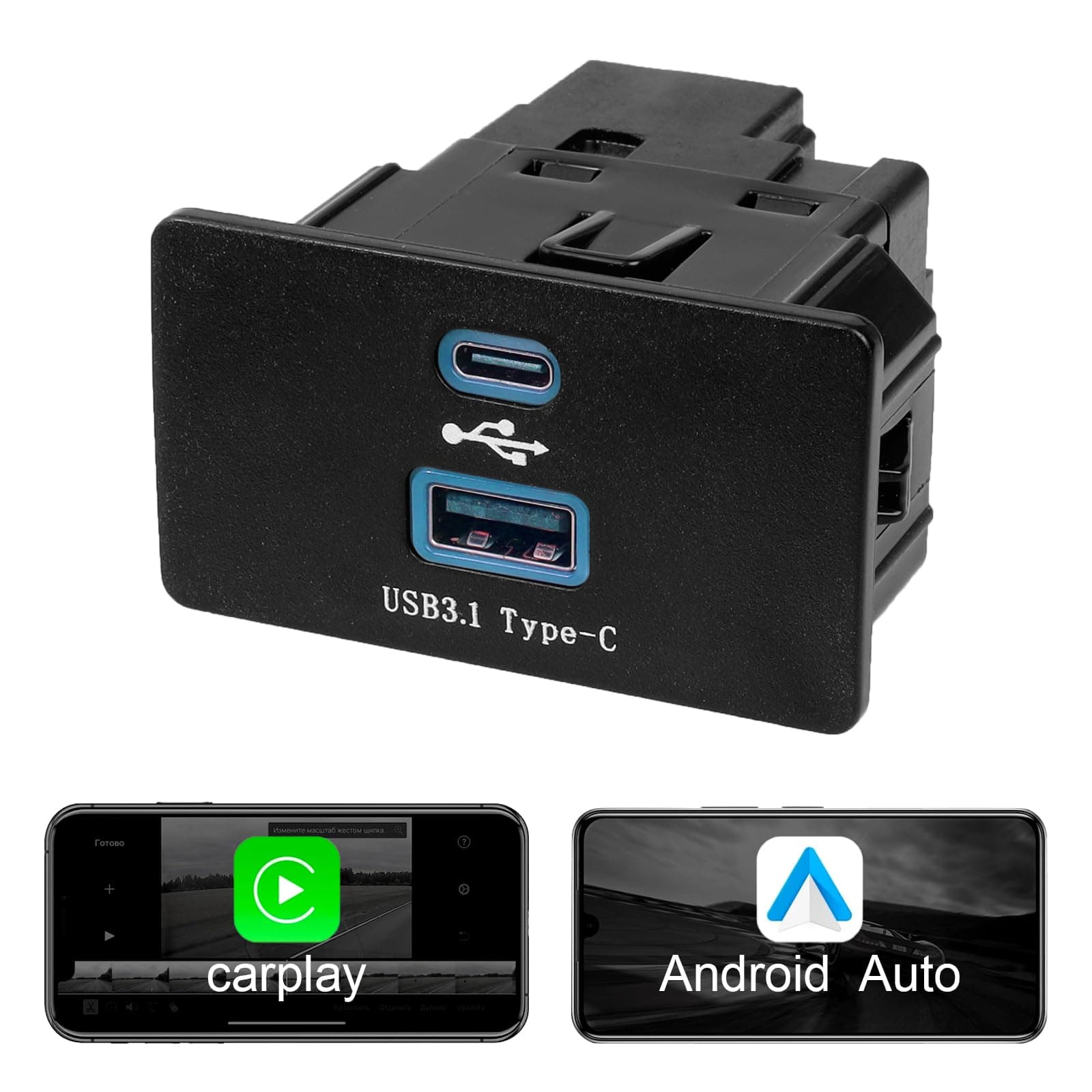 Stance Tuning SYNC 3 carplay USB Module, Type C + USB Interface Upgrade Module, Compatible SYNC 3.4 USB hub,hc3z-19a387-E hc3z-19a387-B - Blue