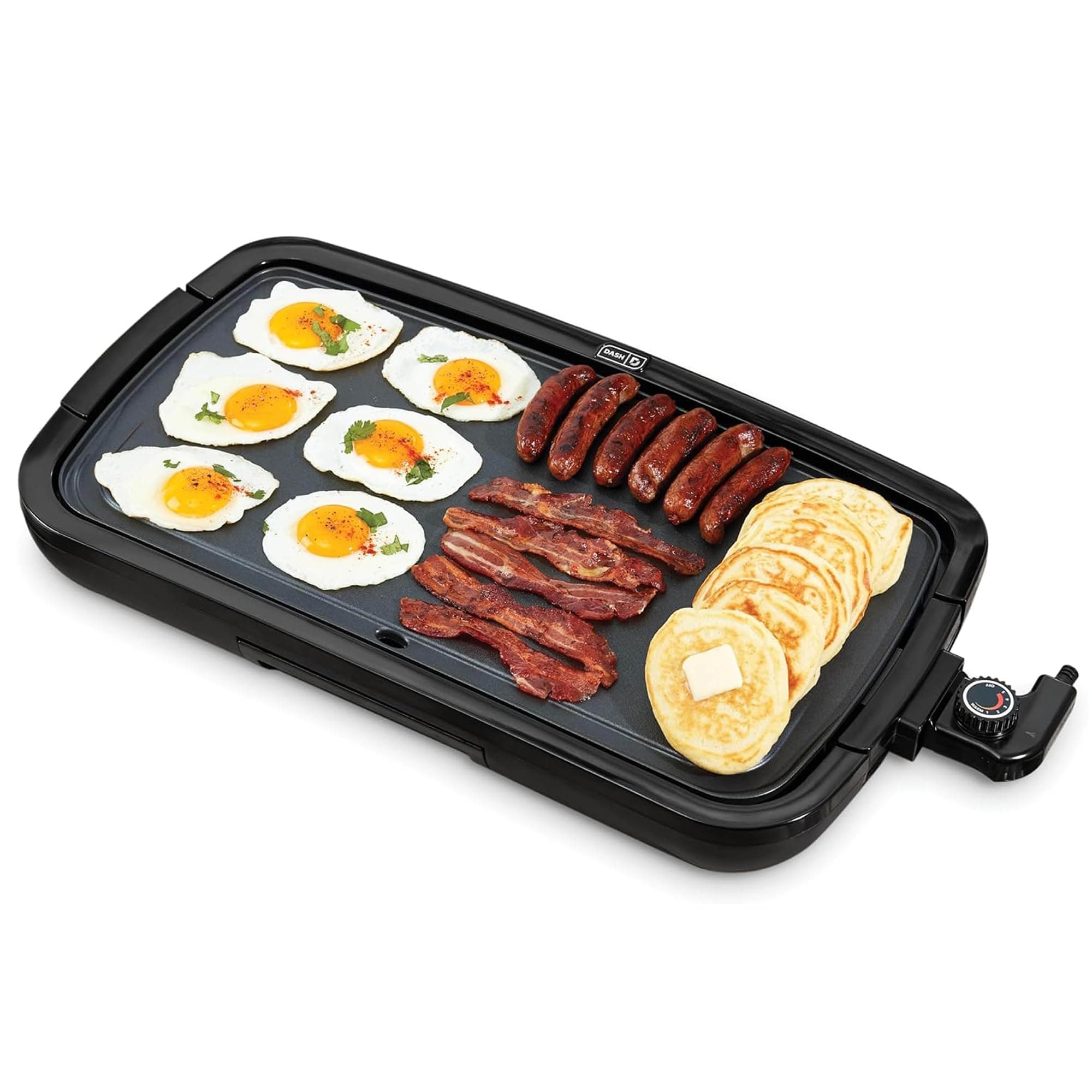Dash Deluxe Everyday Griddle - Electric Griddle with Removable Plate - Nonstick, Easy-Clean Surface & Anti-Slip Base - Recipe Book Included - Black