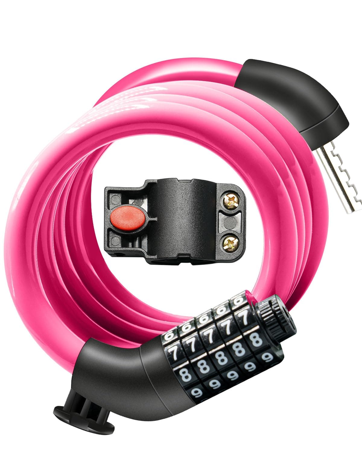 Bike Lock Cable with Combination,High Security 5-Digit Resettable Combination Bicycle Lock Anti-Theft, with Mounting Bracket for Bikes and Scooters