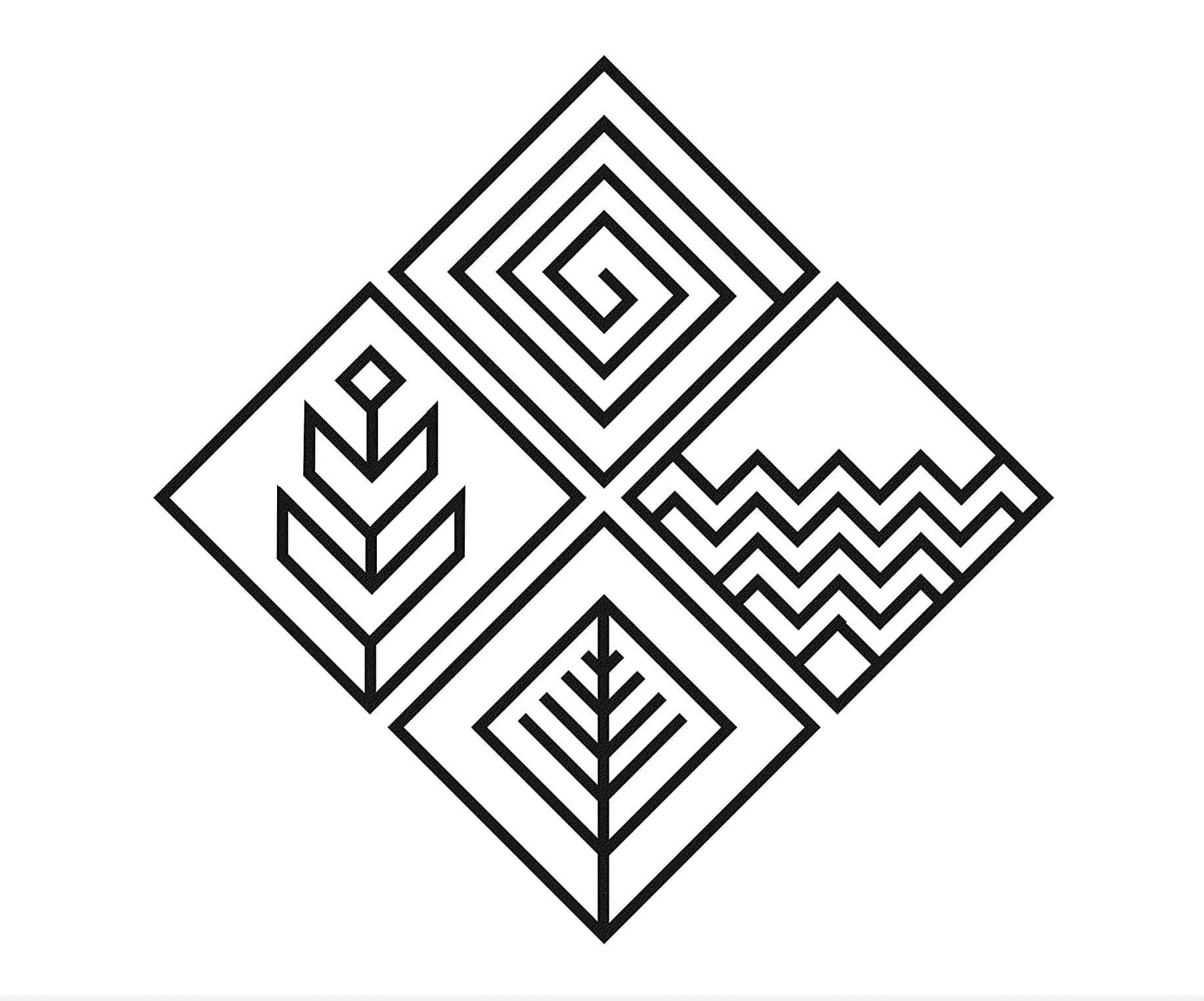 Triad basics Four Elements Wooden Wall Art, Wall Decor, Black wooden art home decor items for Livingroom Bedroom Kitchen Office Wall (23x23) cm each (4pcs) Style 2