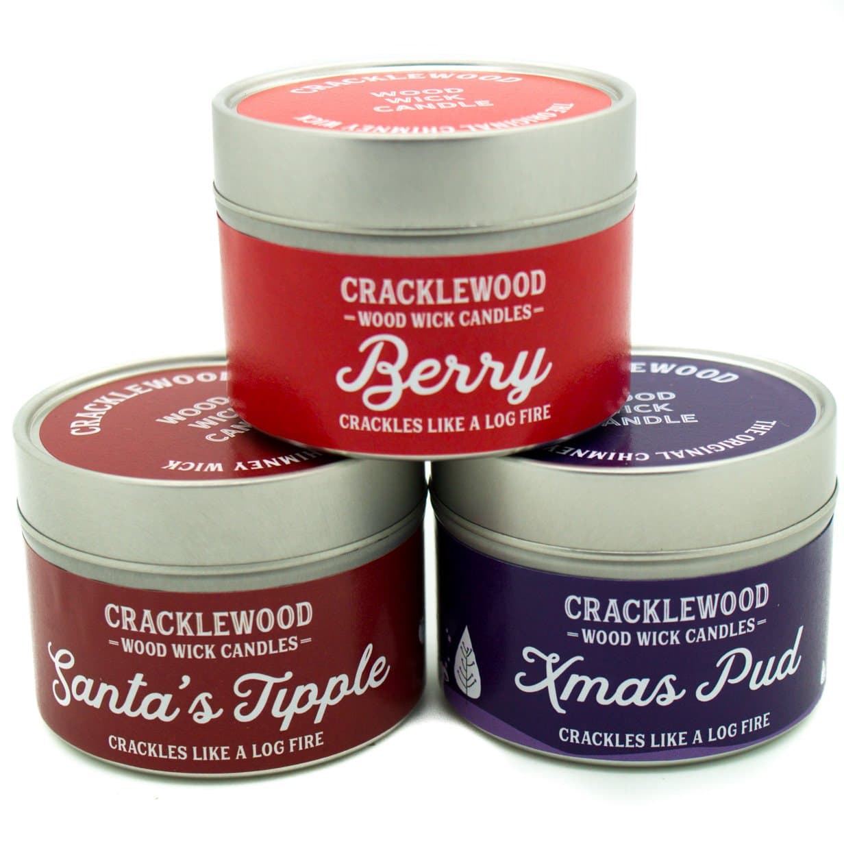 Christmas Scented Wood Wick Candles Three Pack