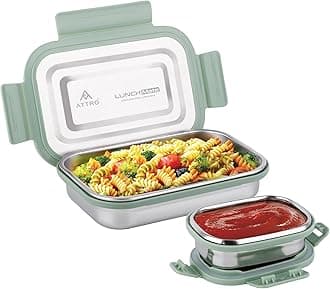 Attro Lunchmate Stainless Steel Airtight Leak-Proof Lunch Box for Office, School, Picnic, 800 Ml - Green