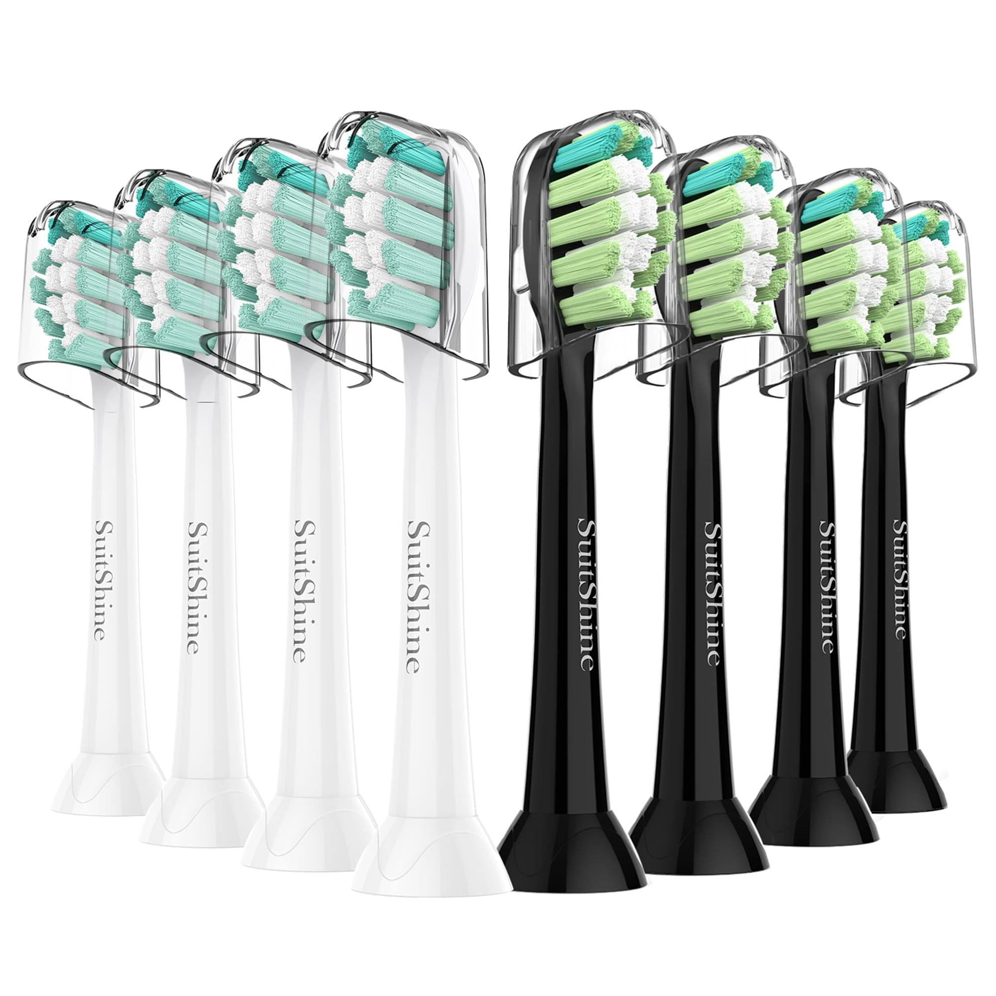 Replacement Toothbrush Heads Compatible with Philips Sonicare and More Click-on Handles 8 Pack Blackwhite