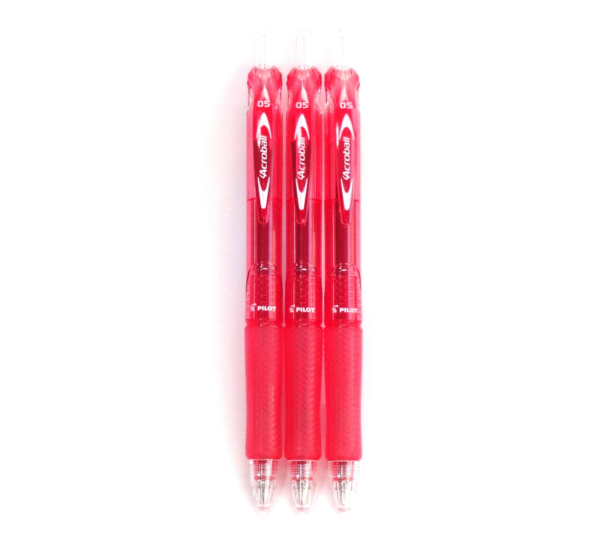 Pilot Acroball Knock Ballpoint Pen, 0.5mm, Red(BAB-15EF-RR), 3 pens per Pack (Japan Import) [Komainu-Dou Original Package]