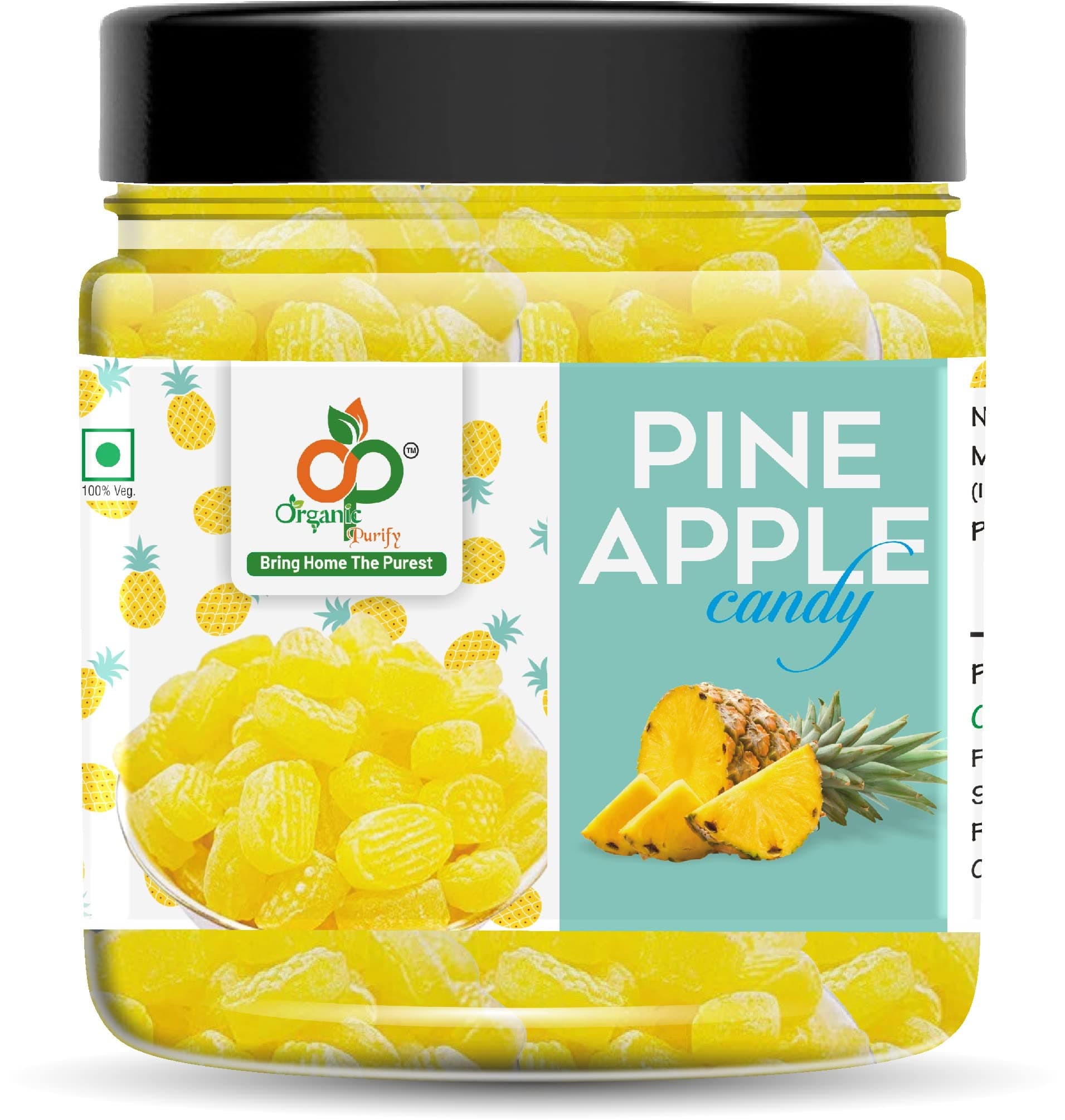 Pineapple Flavour Candy | Pineapple Toffee | Jar Pack 400gm | Candy Khatti Mithi Goli | Mukhwas | Mouth Freshner Jar Pack 400gm
