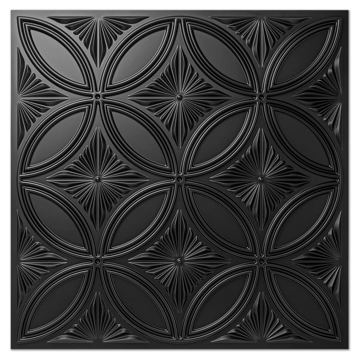 Art3d 12-Pack 3D Decorative PVC Drop Ceiling Tiles 2ft x 2ft in Black, Glue up Ceiling Panels 24 x 24in.