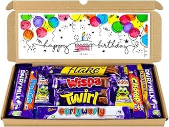 Happy Birthday Chocolate Hamper, Letterbox Chocolate Gift Box of 10 Fullsize Cadbury Dairy Milk Chocolate bars, for 13th 16th 18th 21st 30th 40th 50th 60th Birthday Gifts For Women & Gifts For Him
