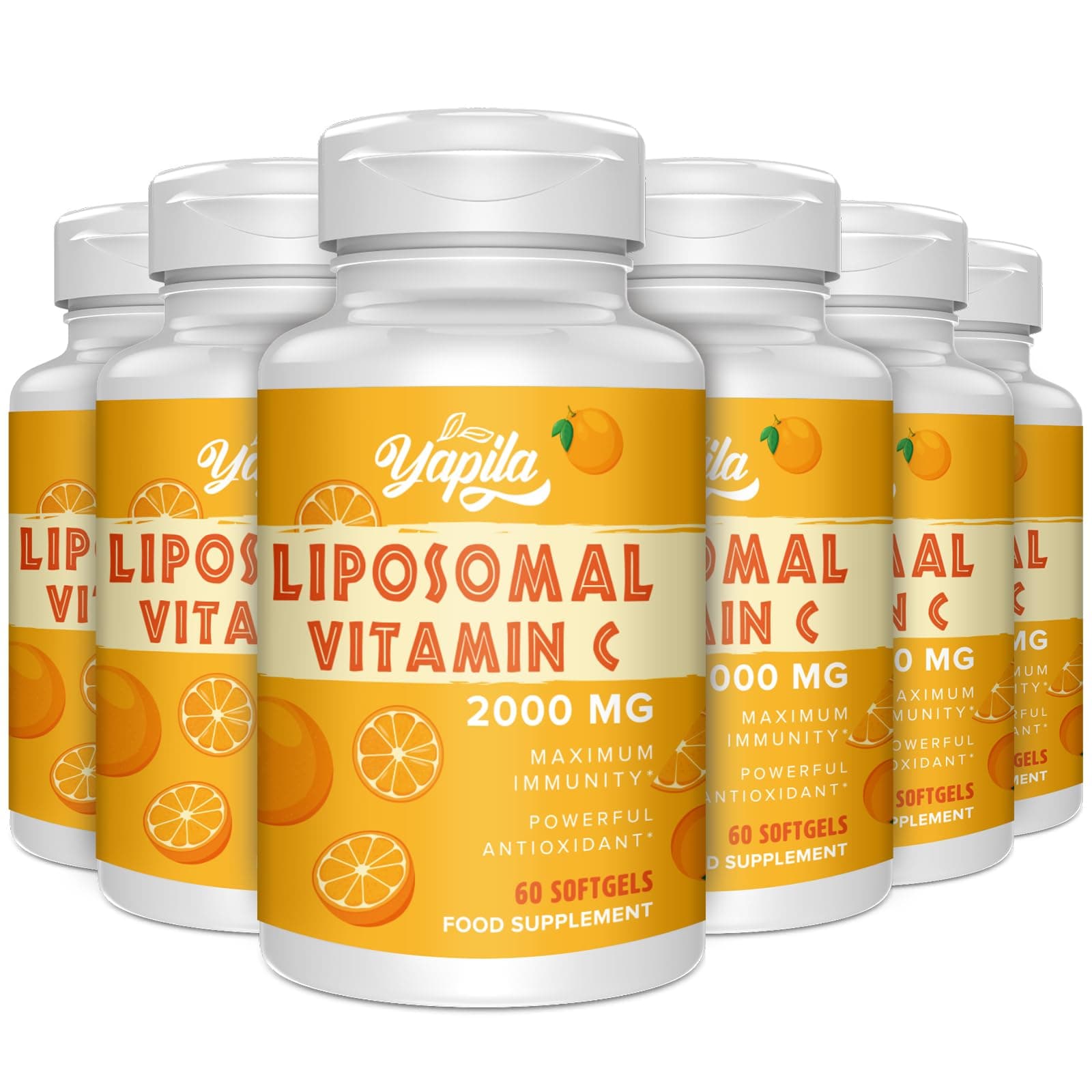 Liposomal Vitamin C Capsules 2000mg(6 Pack), Maximum Absorption, High dose VIT C, Ascorbic Acid, Antioxidant Supplement, Soy-Free, Non-GMO