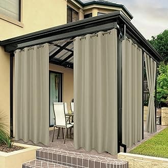 BONZER Outdoor Waterproof Curtains for Patio Privacy Grommet Sunlight Blocking Outside Curtains for Gazebo, Porch, Pergola, Pavilion, 1 Panel, 54W x 120L inch, Taupe