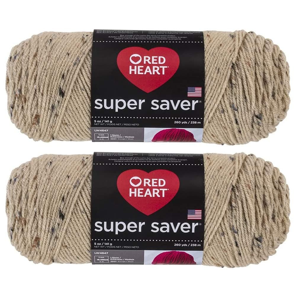 Bulk Buy: Red Heart Super Saver (2-Pack) (Buff Fleck, 5 oz Each Skein)